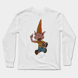 dunce pig cartoon vintage design Long Sleeve T-Shirt